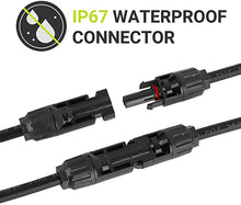 Load image into Gallery viewer, Pair of 30 ft. 10AWG (6mm² ) Black Solar Extension Cables with Male/Female Solar Panel Connectors Weatherproof for PV Outdoor Use